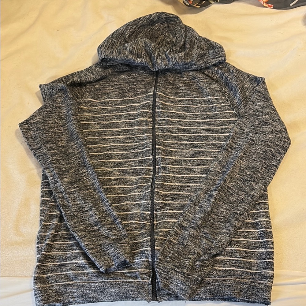 Express Blue and White Zip Up Sweater